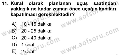 Temel Harekat Hizmetleri ve Ramp Dersi 2024 - 2025 Yılı (Vize) Ara Sınav Soruları 11. Soru