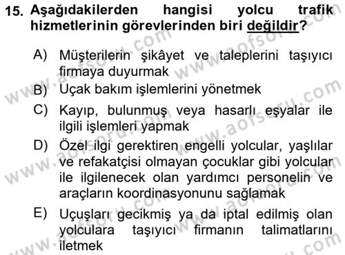 Temel Harekat Hizmetleri ve Ramp Dersi 2024 - 2025 Yılı (Vize) Ara Sınav Soruları 15. Soru