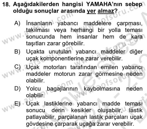 Temel Harekat Hizmetleri ve Ramp Dersi 2024 - 2025 Yılı (Vize) Ara Sınav Soruları 18. Soru