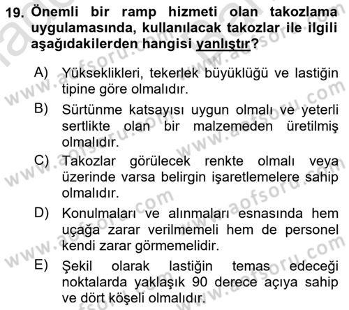 Temel Harekat Hizmetleri ve Ramp Dersi 2024 - 2025 Yılı (Vize) Ara Sınav Soruları 19. Soru