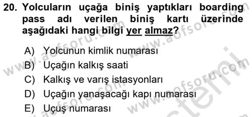 Temel Harekat Hizmetleri ve Ramp Dersi 2024 - 2025 Yılı (Vize) Ara Sınav Soruları 20. Soru