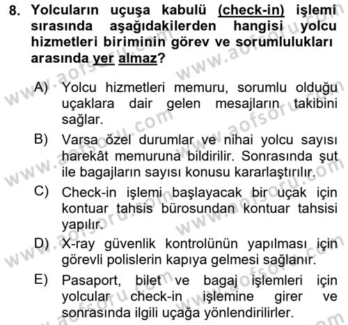 Temel Harekat Hizmetleri ve Ramp Dersi 2024 - 2025 Yılı (Vize) Ara Sınav Soruları 8. Soru