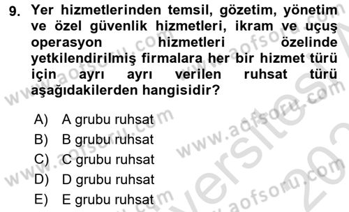 Temel Harekat Hizmetleri ve Ramp Dersi 2024 - 2025 Yılı (Vize) Ara Sınav Soruları 9. Soru