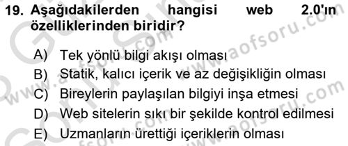 İnsan İlişkileri ve İletişim Dersi 2022 - 2023 Yılı (Final) Dönem Sonu Sınav Soruları 19. Soru