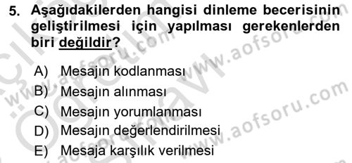 İnsan İlişkileri ve İletişim Dersi 2022 - 2023 Yılı Yaz Okulu Sınav Soruları 5. Soru