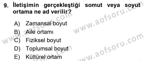 İnsan İlişkileri ve İletişim Dersi 2022 - 2023 Yılı Yaz Okulu Sınav Soruları 9. Soru