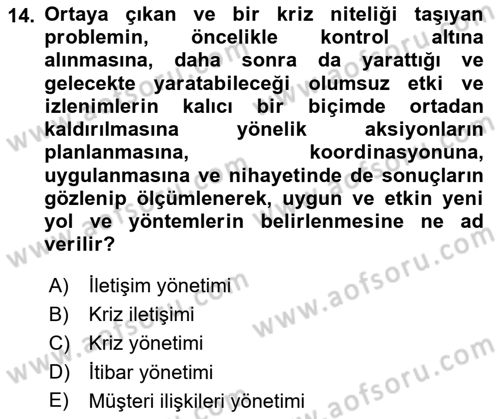 İnsan İlişkileri ve İletişim Dersi 2023 - 2024 Yılı (Final) Dönem Sonu Sınav Soruları 14. Soru