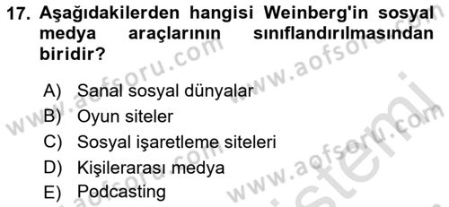 İnsan İlişkileri ve İletişim Dersi 2023 - 2024 Yılı (Final) Dönem Sonu Sınav Soruları 17. Soru