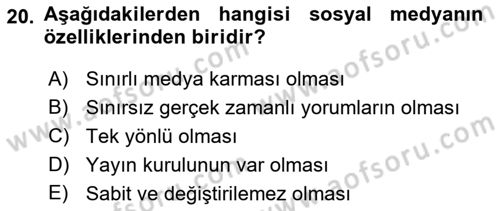 İnsan İlişkileri ve İletişim Dersi 2023 - 2024 Yılı (Final) Dönem Sonu Sınav Soruları 20. Soru