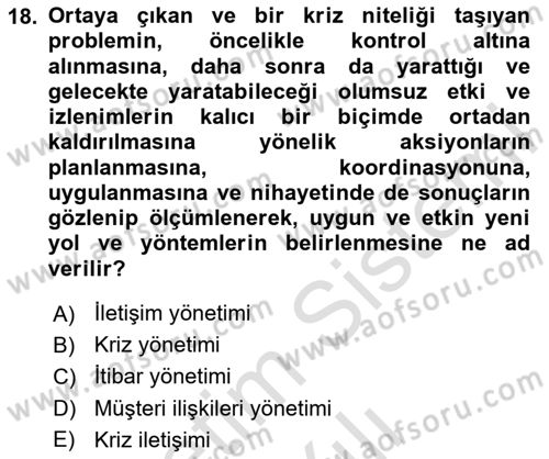 İnsan İlişkileri ve İletişim Dersi 2023 - 2024 Yılı Yaz Okulu Sınav Soruları 18. Soru