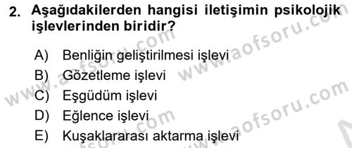 İnsan İlişkileri ve İletişim Dersi 2023 - 2024 Yılı Yaz Okulu Sınav Soruları 2. Soru