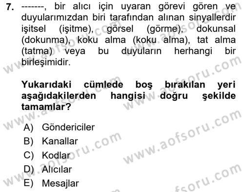 İnsan İlişkileri ve İletişim Dersi 2023 - 2024 Yılı Yaz Okulu Sınav Soruları 7. Soru