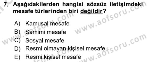 İnsan İlişkileri ve İletişim Dersi 2024 - 2025 Yılı (Vize) Ara Sınav Soruları 7. Soru