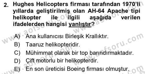 Hava Araçlari Ve Tipleri Dersi 2023 - 2024 Yılı (Final) Dönem Sonu Sınav Soruları 2. Soru