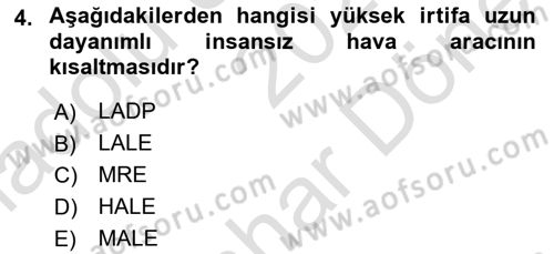 Hava Araçlari Ve Tipleri Dersi 2023 - 2024 Yılı (Final) Dönem Sonu Sınav Soruları 4. Soru
