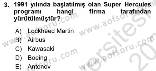 Hava Araçlari Ve Tipleri Dersi 2023 - 2024 Yılı Yaz Okulu Sınav Soruları 3. Soru