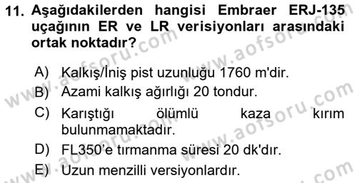 Hava Araçlari Ve Tipleri Dersi 2024 - 2025 Yılı (Vize) Ara Sınav Soruları 11. Soru