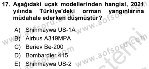Hava Araçlari Ve Tipleri Dersi 2024 - 2025 Yılı (Vize) Ara Sınav Soruları 17. Soru