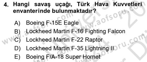 Hava Araçlari Ve Tipleri Dersi 2024 - 2025 Yılı (Vize) Ara Sınav Soruları 4. Soru
