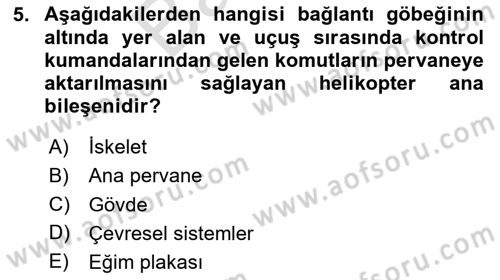 Hava Araçlari Ve Tipleri Dersi 2024 - 2025 Yılı (Final) Dönem Sonu Sınav Soruları 5. Soru