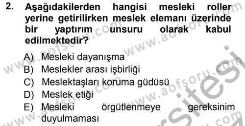 Sosyal Hizmete Giriş Dersi Ara Sınavı Deneme Sınav Soruları 2. Soru