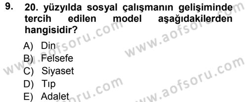 Sosyal Hizmete Giriş Dersi Ara Sınavı Deneme Sınav Soruları 9. Soru