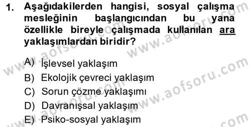 Sosyal Hizmete Giriş Dersi 2013 - 2014 Yılı (Vize) Ara Sınav Soruları 1. Soru