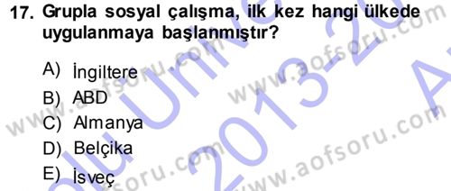 Sosyal Hizmete Giriş Dersi Ara Sınavı Deneme Sınav Soruları 17. Soru