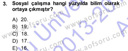 Sosyal Hizmete Giriş Dersi Ara Sınavı Deneme Sınav Soruları 3. Soru