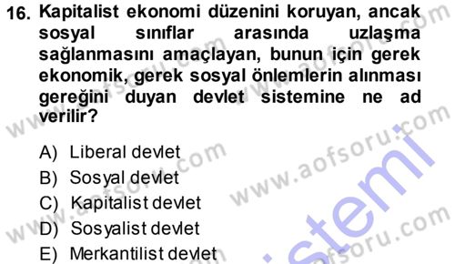 Sosyal Hizmete Giriş Dersi 2013 - 2014 Yılı (Final) Dönem Sonu Sınav Soruları 16. Soru