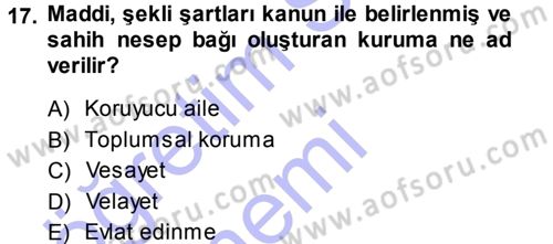 Sosyal Hizmete Giriş Dersi 2013 - 2014 Yılı (Final) Dönem Sonu Sınav Soruları 17. Soru