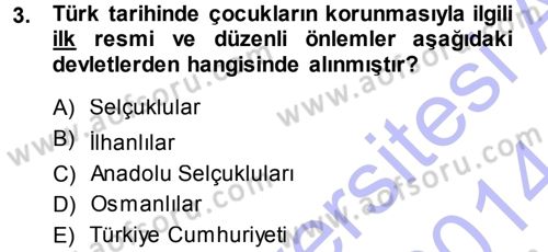 Sosyal Hizmete Giriş Dersi 2013 - 2014 Yılı (Final) Dönem Sonu Sınav Soruları 3. Soru