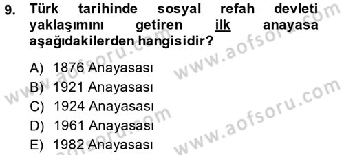 Sosyal Hizmete Giriş Dersi 2013 - 2014 Yılı (Final) Dönem Sonu Sınav Soruları 9. Soru