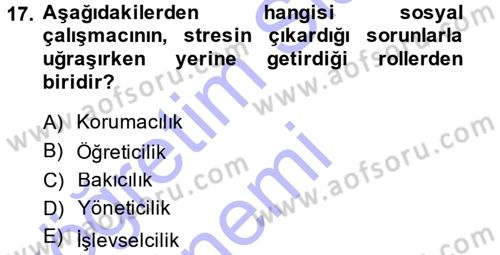Sosyal Hizmete Giriş Dersi 2014 - 2015 Yılı (Vize) Ara Sınav Soruları 17. Soru