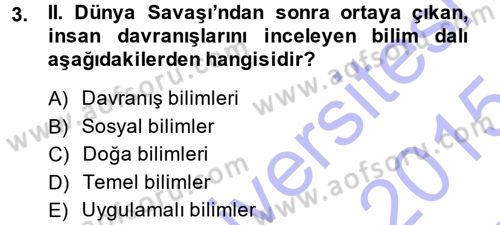 Sosyal Hizmete Giriş Dersi Ara Sınavı Deneme Sınav Soruları 3. Soru