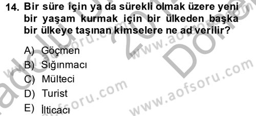 Sosyal Hizmete Giriş Dersi 2014 - 2015 Yılı (Final) Dönem Sonu Sınav Soruları 14. Soru