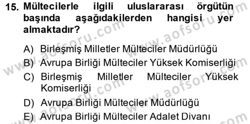 Sosyal Hizmete Giriş Dersi 2014 - 2015 Yılı (Final) Dönem Sonu Sınav Soruları 15. Soru