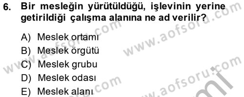 Sosyal Hizmete Giriş Dersi 2014 - 2015 Yılı (Final) Dönem Sonu Sınav Soruları 6. Soru