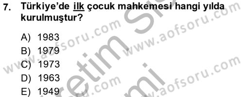 Sosyal Hizmete Giriş Dersi 2014 - 2015 Yılı (Final) Dönem Sonu Sınav Soruları 7. Soru