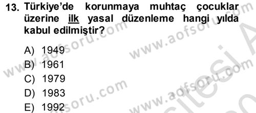 Sosyal Hizmete Giriş Dersi 2014 - 2015 Yılı Tek Ders Sınav Soruları 13. Soru