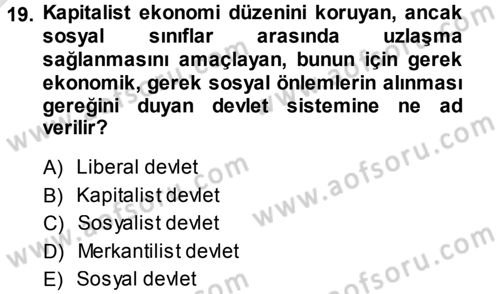 Sosyal Hizmete Giriş Dersi 2014 - 2015 Yılı Tek Ders Sınav Soruları 19. Soru