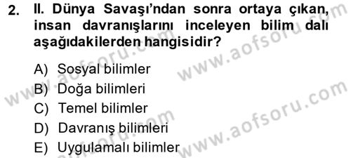 Sosyal Hizmete Giriş Dersi 2014 - 2015 Yılı Tek Ders Sınav Soruları 2. Soru