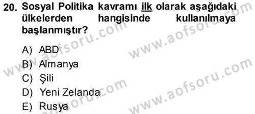 Sosyal Hizmete Giriş Dersi 2014 - 2015 Yılı Tek Ders Sınav Soruları 20. Soru