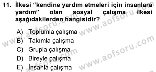 Sosyal Hizmete Giriş Dersi 2015 - 2016 Yılı (Vize) Ara Sınav Soruları 11. Soru
