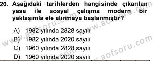 Sosyal Hizmete Giriş Dersi Ara Sınavı Deneme Sınav Soruları 20. Soru
