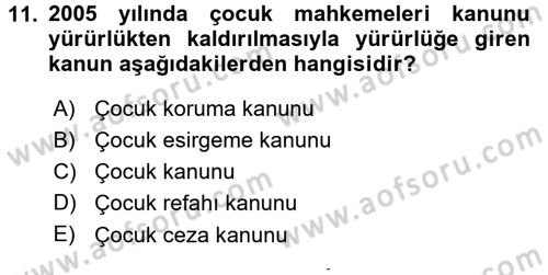 Sosyal Hizmete Giriş Dersi 2015 - 2016 Yılı (Final) Dönem Sonu Sınav Soruları 11. Soru