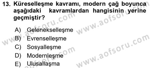 Sosyal Hizmete Giriş Dersi 2015 - 2016 Yılı (Final) Dönem Sonu Sınav Soruları 13. Soru