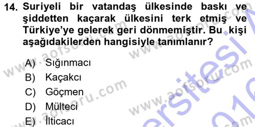 Sosyal Hizmete Giriş Dersi 2015 - 2016 Yılı (Final) Dönem Sonu Sınav Soruları 14. Soru