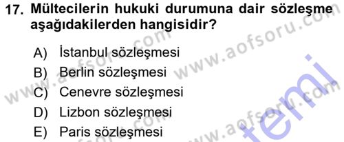 Sosyal Hizmete Giriş Dersi 2015 - 2016 Yılı (Final) Dönem Sonu Sınav Soruları 17. Soru