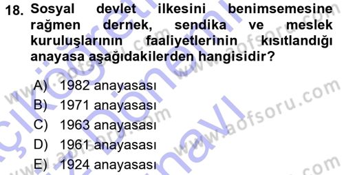 Sosyal Hizmete Giriş Dersi 2015 - 2016 Yılı (Final) Dönem Sonu Sınav Soruları 18. Soru